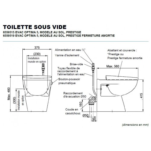 Evac- Optima 5 - Toilettes sous vide