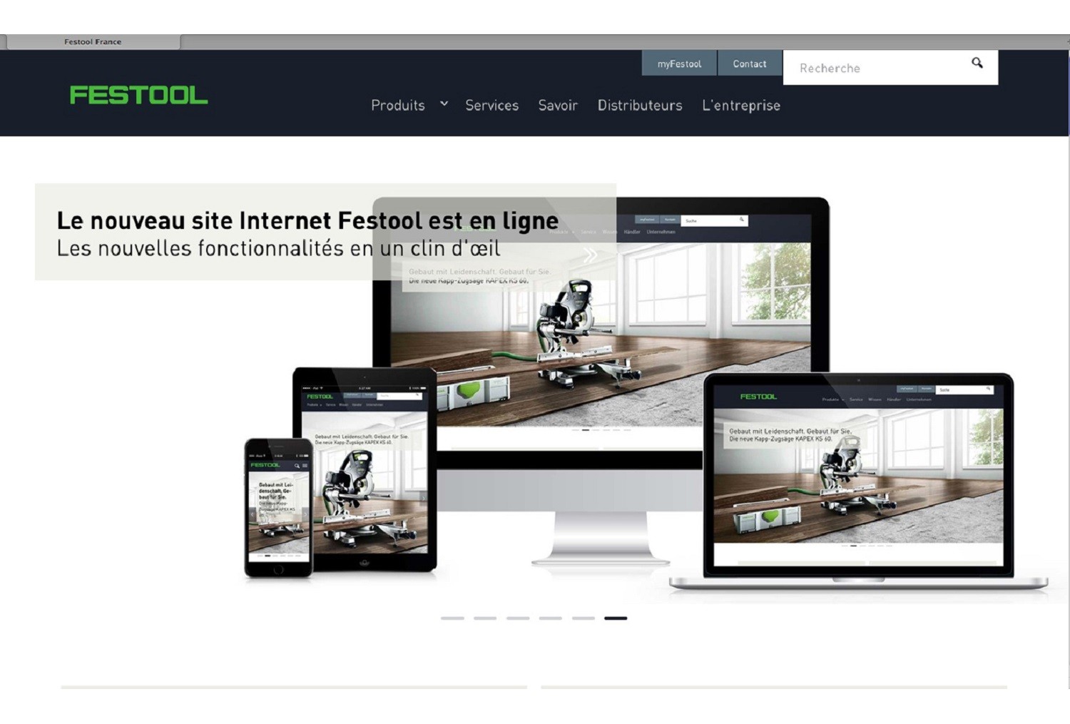 Service all-inclusive Festool accessible en ligne sur leur nouveau site Internet