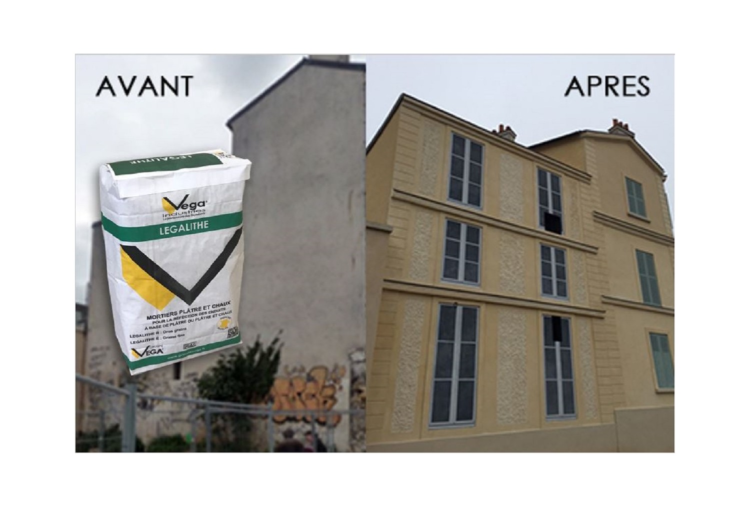 Façade - Le Groupe VEGA présente Legalithe E&R, deux mortiers uniques